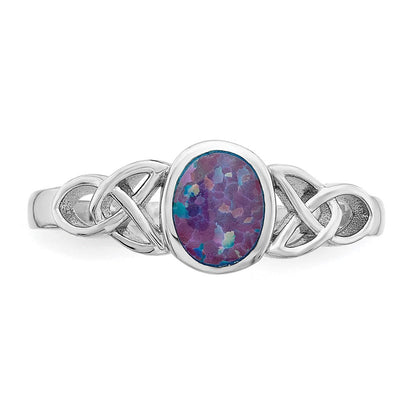 Sterlingsilber Rhodiniert Im Labor Erzeugt Opal Ring