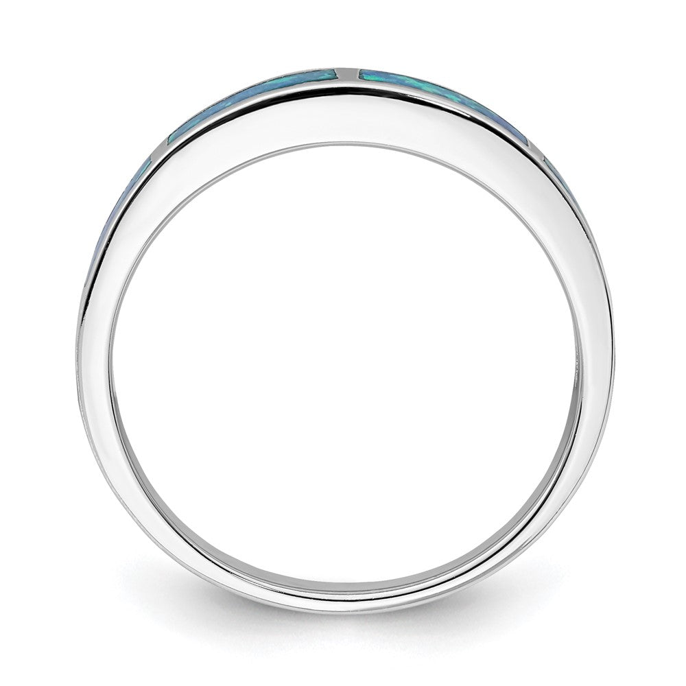 Sterlingsilber Rhodiniert Im Labor Erzeugt Blau Opal Einlage Ring