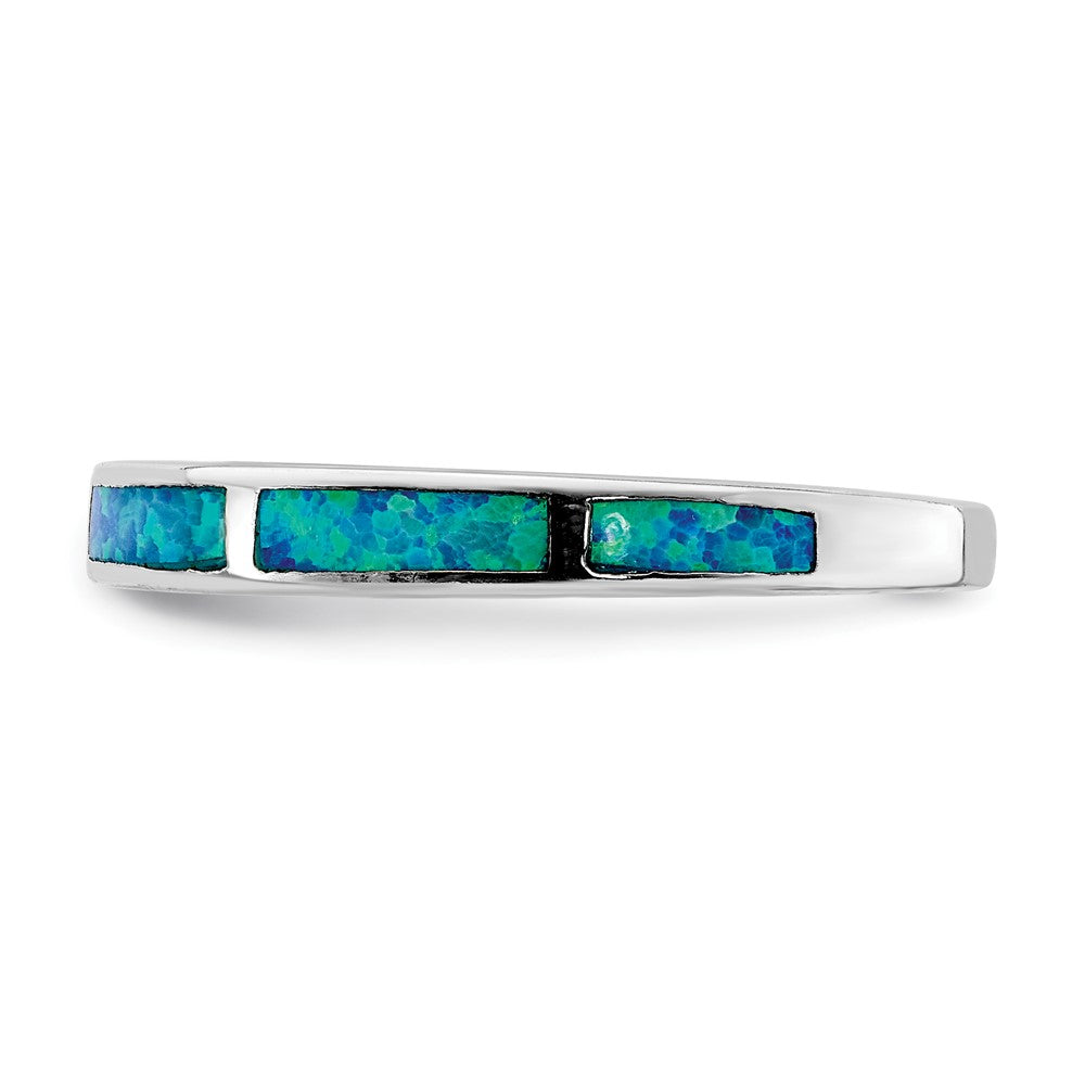 Sterlingsilber Rhodiniert Im Labor Erzeugt Blau Opal Einlage Ring