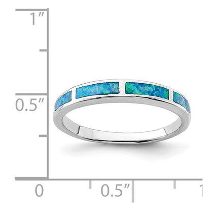 Sterlingsilber Rhodiniert Im Labor Erzeugt Blau Opal Einlage Ring