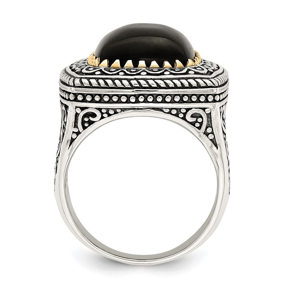 14K/silver Bicolor Sterlingsilber 14K Onyx Ring (size 6 Nur)