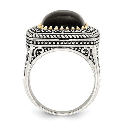 14K/silver Bicolor Sterlingsilber 14K Onyx Ring (size 6 Nur)
