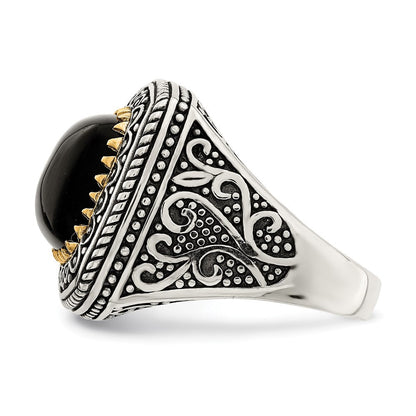 14K/silver Bicolor Sterlingsilber 14K Onyx Ring (size 6 Nur)