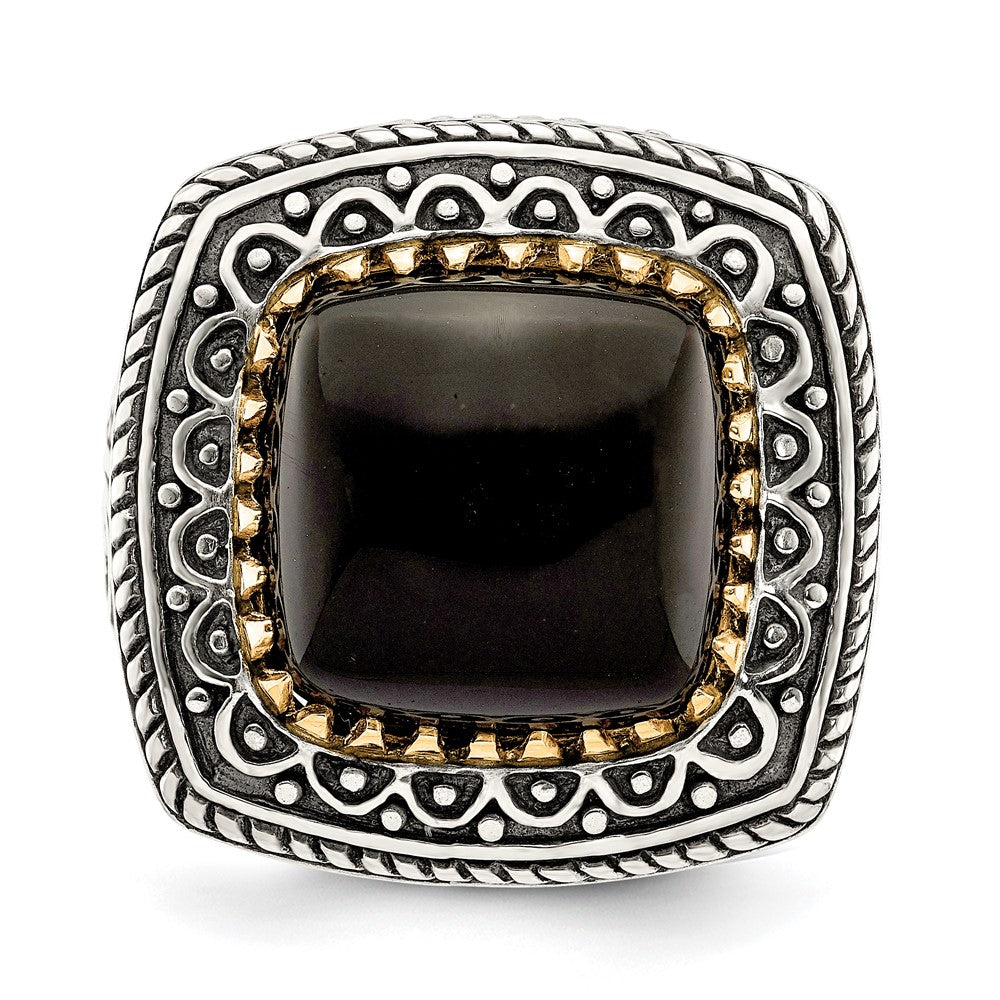 14K/silver Bicolor Sterlingsilber 14K Onyx Ring (size 6 Nur)