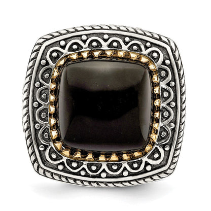 14K/silver Bicolor Sterlingsilber 14K Onyx Ring (size 6 Nur)