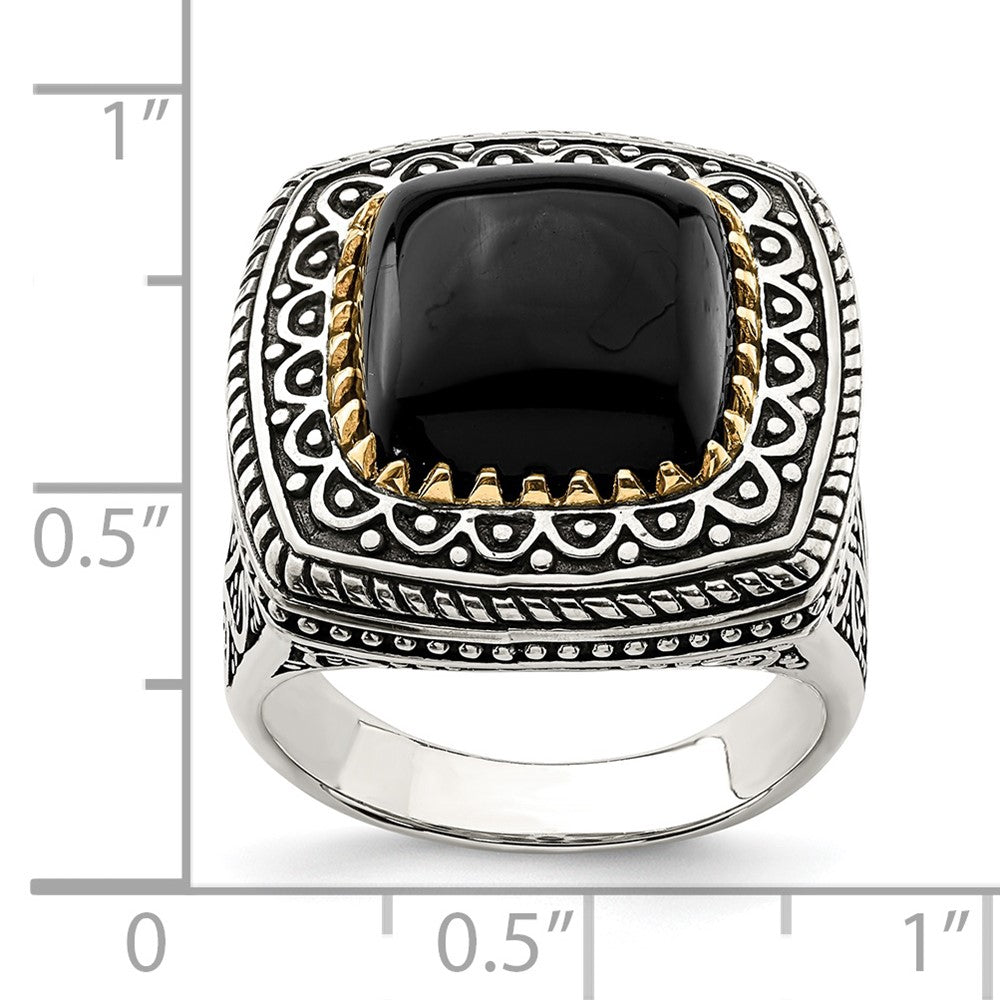 14K/silver Bicolor Sterlingsilber 14K Onyx Ring (size 6 Nur)
