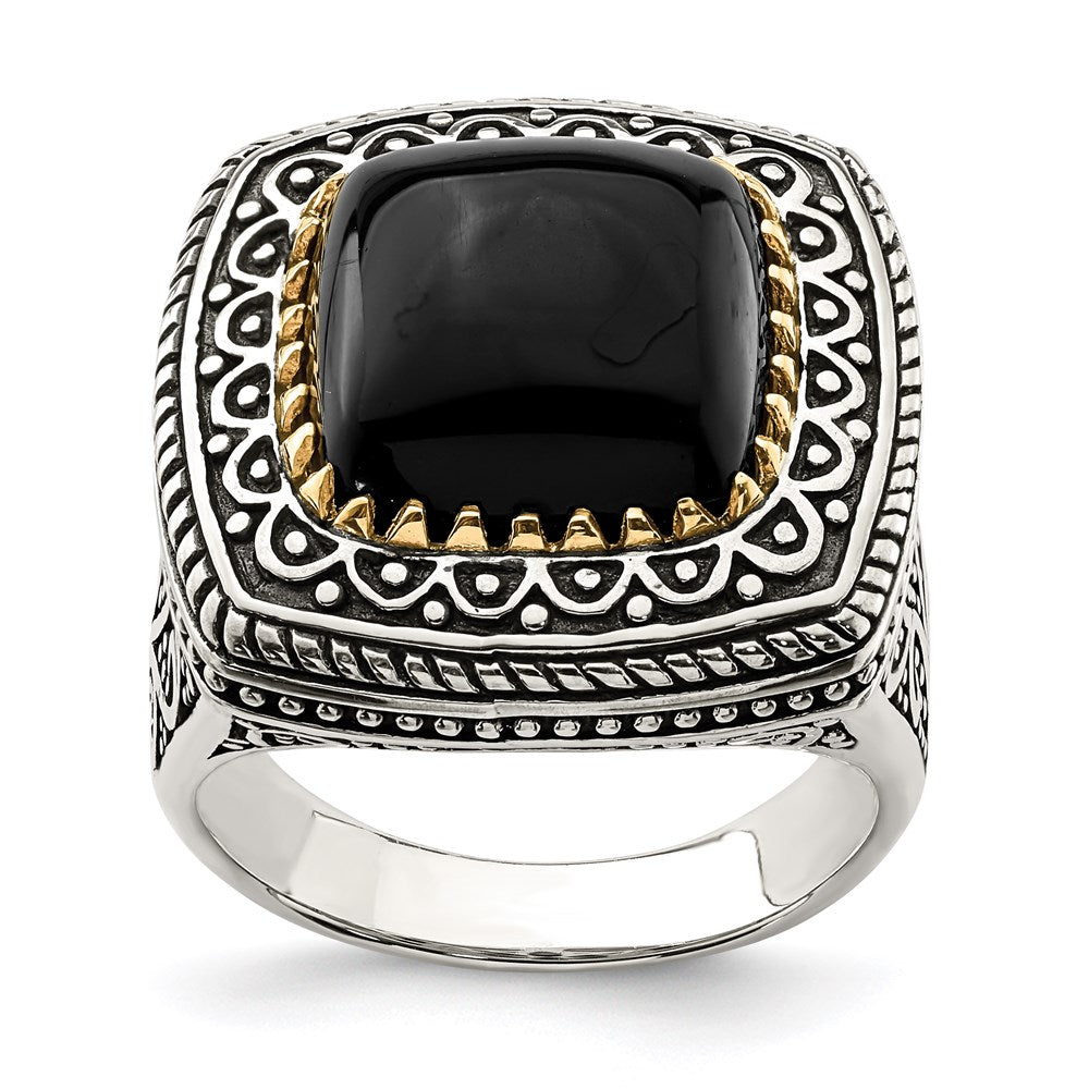 14K/silver Bicolor Sterlingsilber 14K Onyx Ring (size 6 Nur)