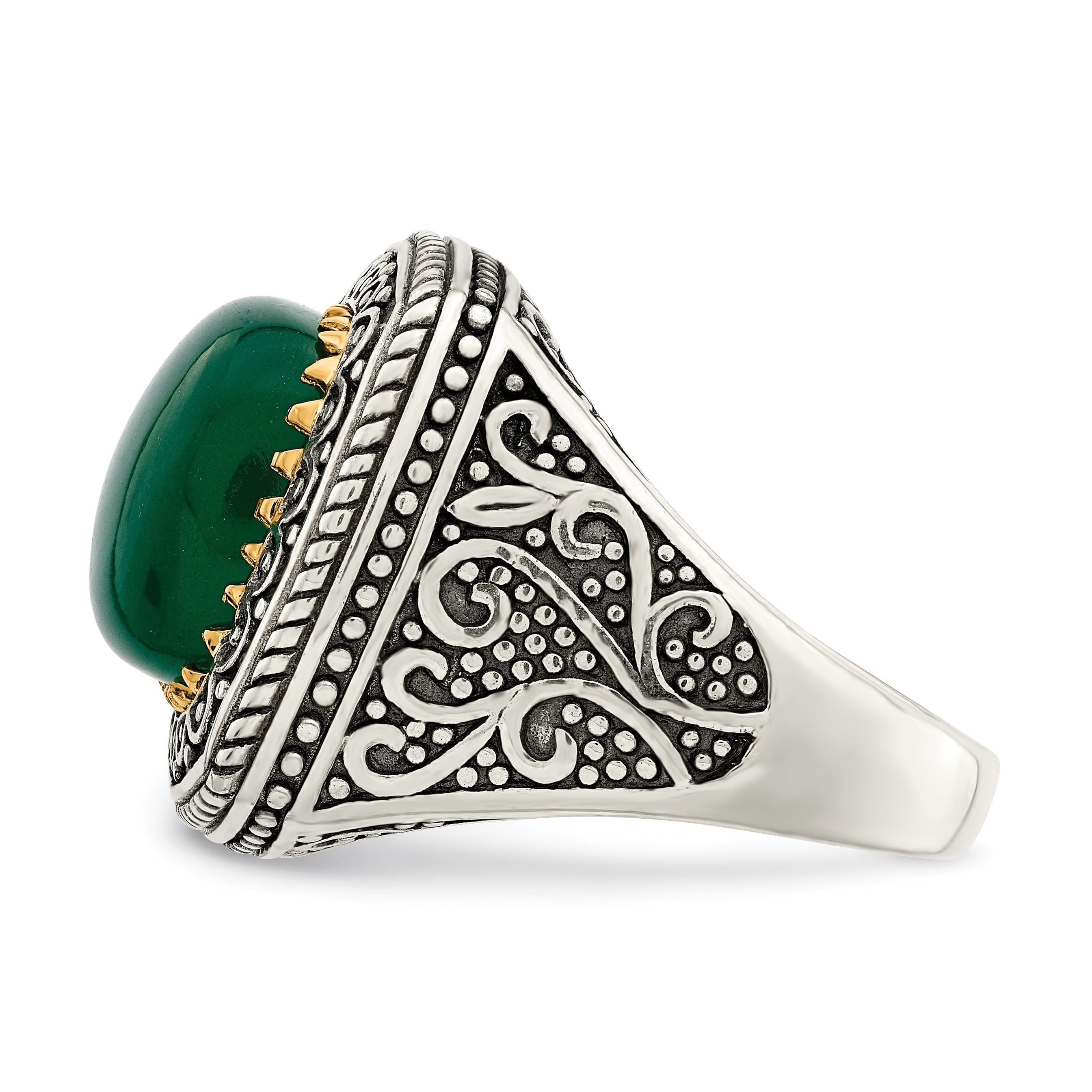 14K/silver Bicolor Sterlingsilber 14K Grün Onyx Ring