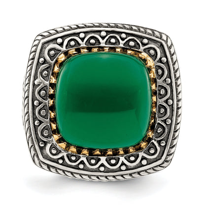 14K/silver Bicolor Sterlingsilber 14K Grün Onyx Ring