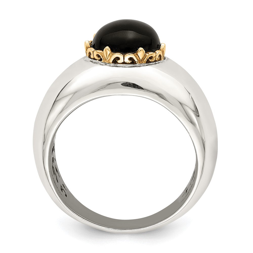 14K/silver Bicolor Sterlingsilber 14K Rund Schwarz Onyx Ring (size 8 Nur)