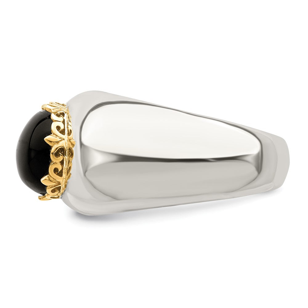 14K/silver Bicolor Sterlingsilber 14K Rund Schwarz Onyx Ring (size 8 Nur)