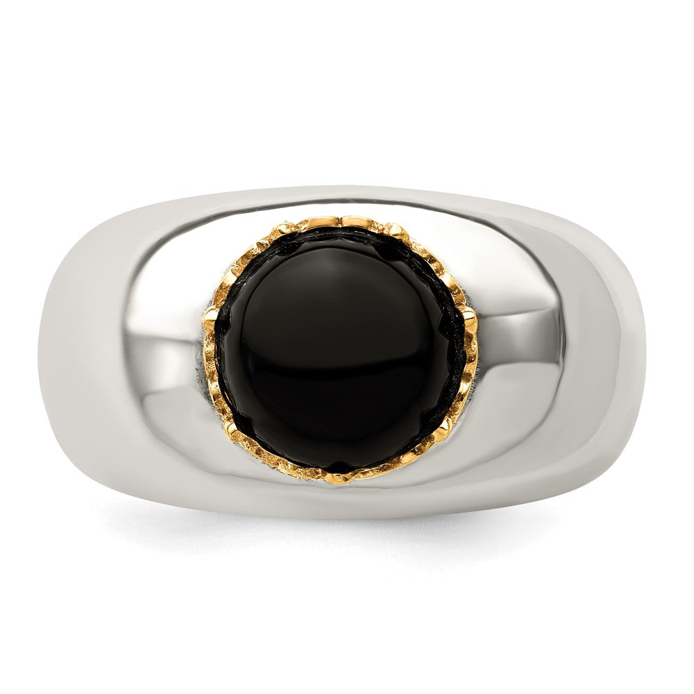 14K/silver Bicolor Sterlingsilber 14K Rund Schwarz Onyx Ring (size 8 Nur)