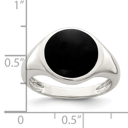 Sterlingsilber Onyx Einlage Ring