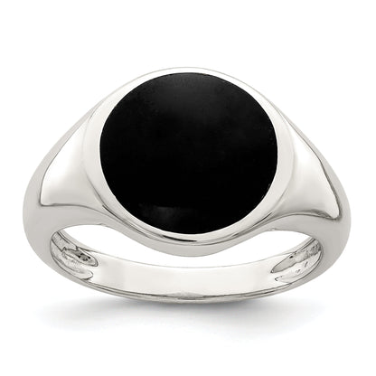 Sterlingsilber Onyx Einlage Ring