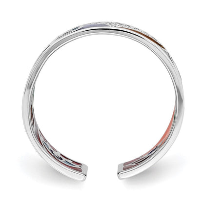 Sterlingsilber Rhodiniert Abstract Mehrfarbig Emaille & Zirkonia Manschette Ring