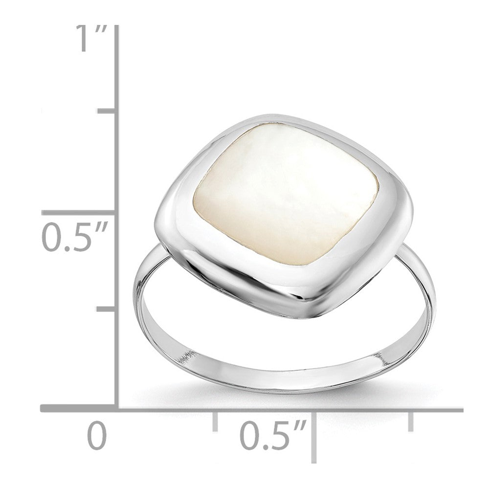 Sterlingsilber Rhodiniert Mond Perlmutt Ring