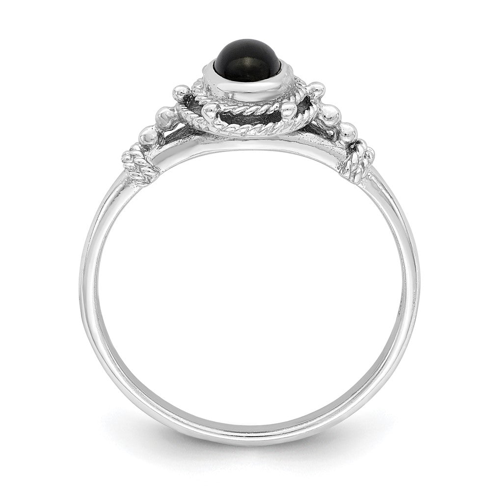 Sterlingsilber Rhodiniert mit Schwarz Oval Onyx Stein Ring