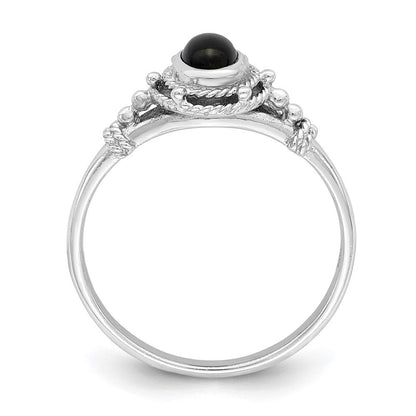 Sterlingsilber Rhodiniert mit Schwarz Oval Onyx Stein Ring