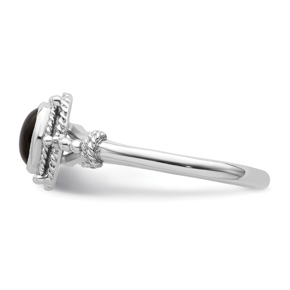 Sterlingsilber Rhodiniert mit Schwarz Oval Onyx Stein Ring