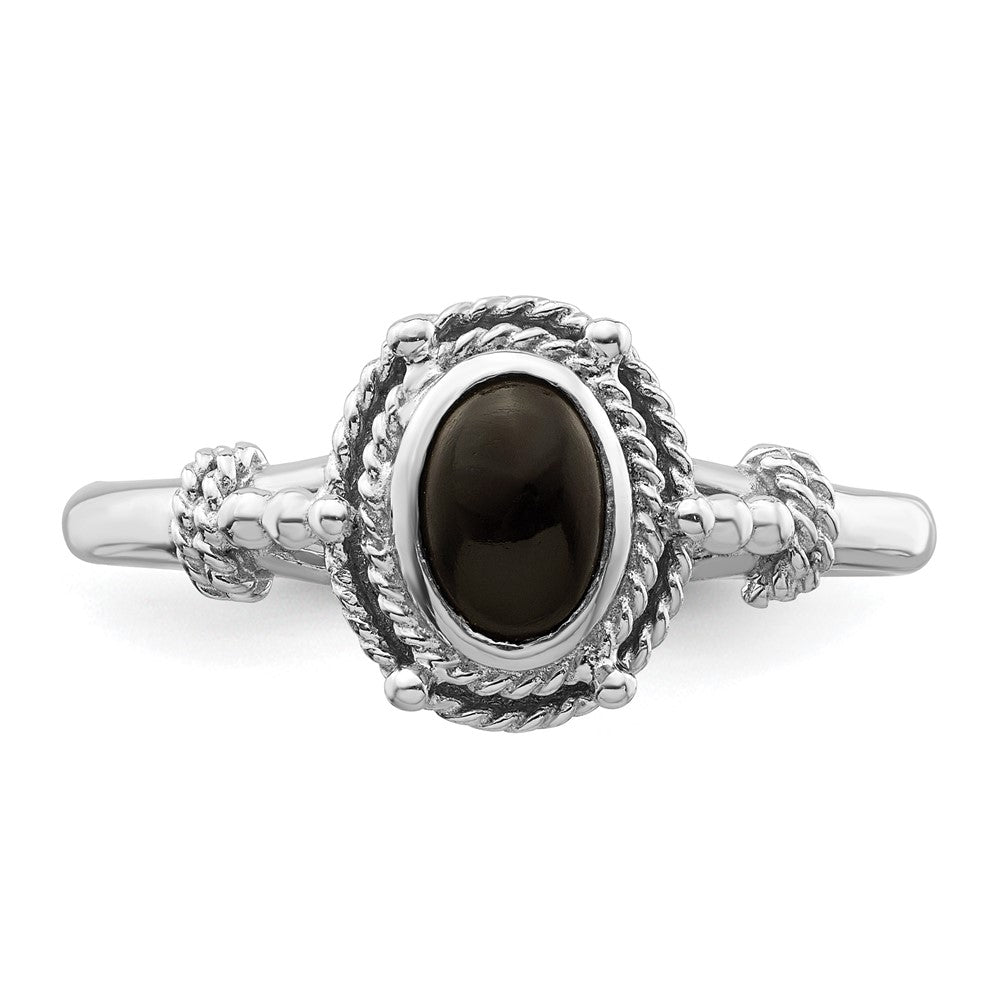 Sterlingsilber Rhodiniert mit Schwarz Oval Onyx Stein Ring