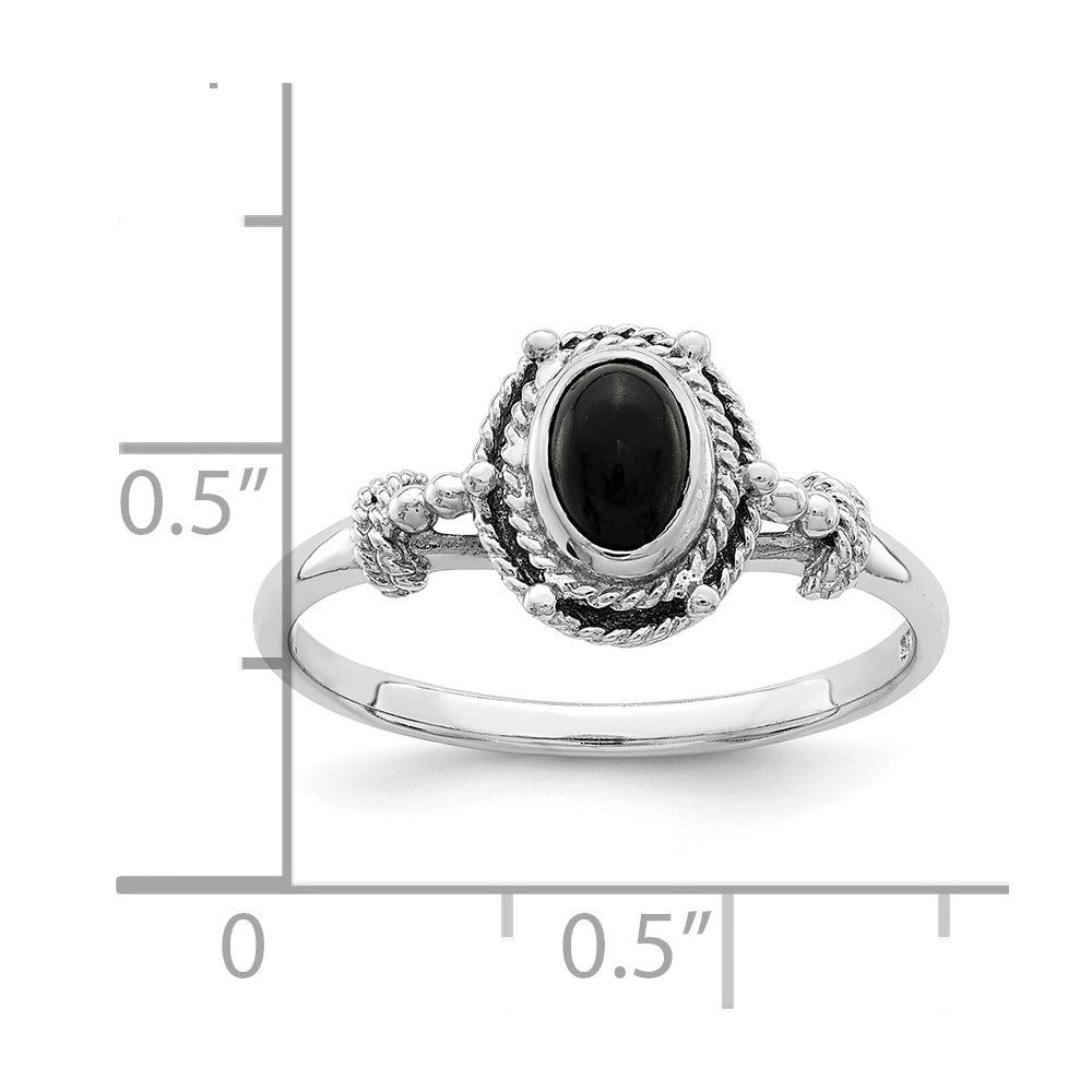Sterlingsilber Rhodiniert mit Schwarz Oval Onyx Stein Ring