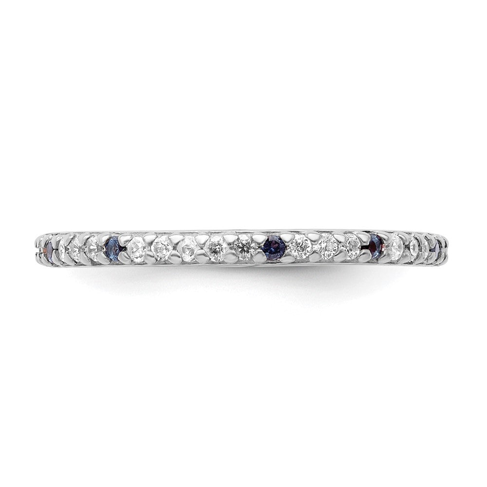 Sterlingsilber Rhodiniert mit Blau, Rosa & Klar Zirkonia Ring