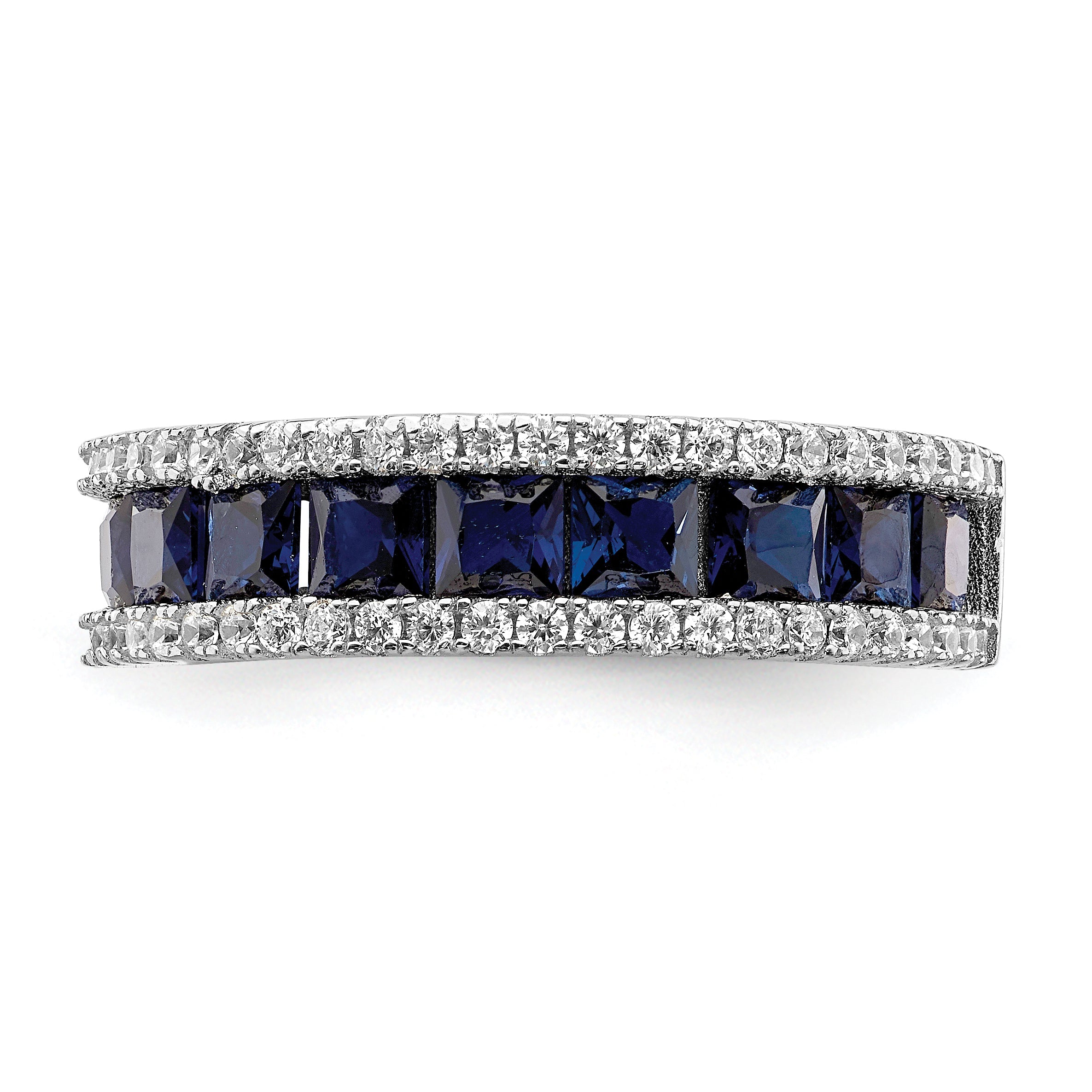 Sterlingsilber Rhodiniert Synthetisch Blau Spinell & Zirkonia Ring