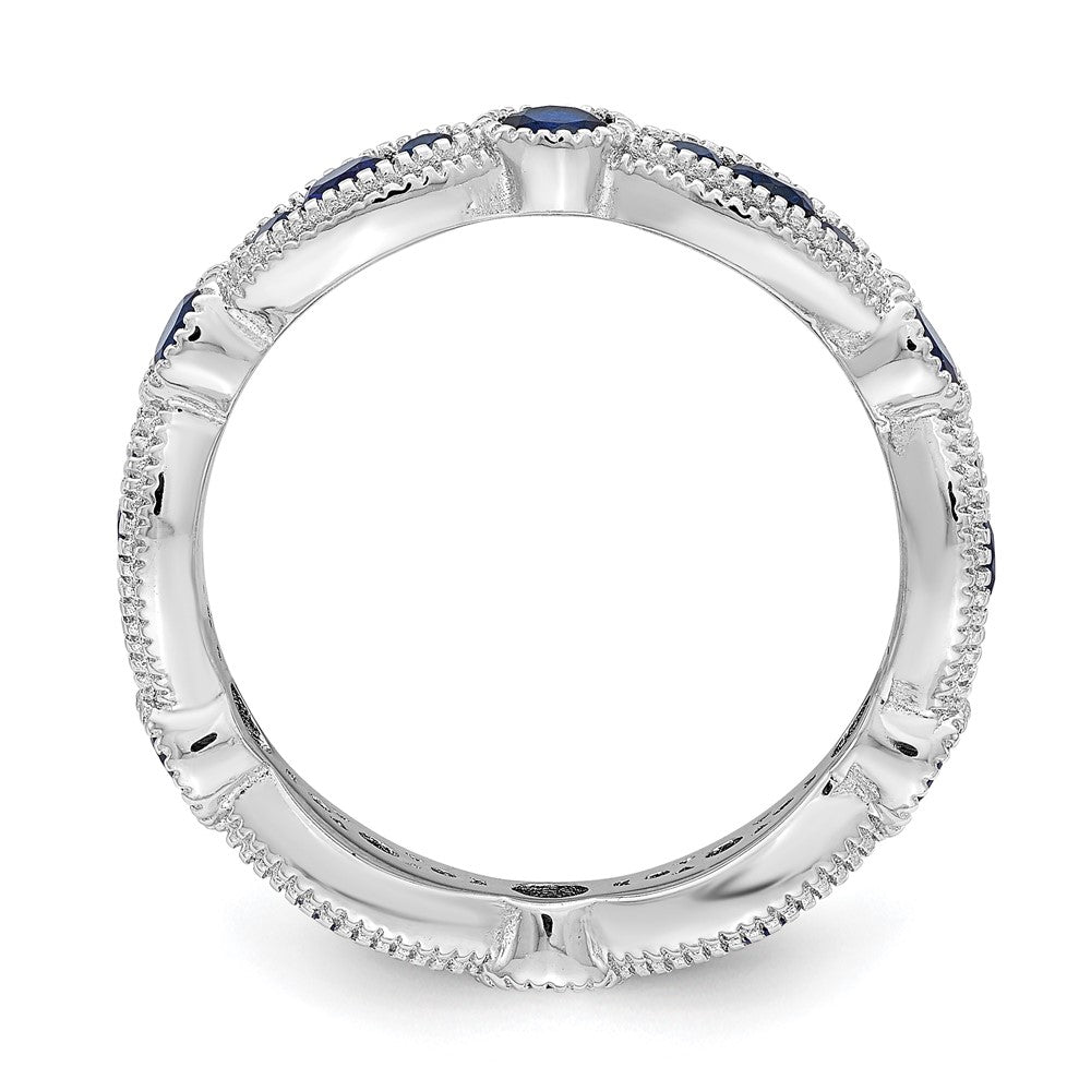 Sterlingsilber Rhodiniert Lab Cr Blau Spinell Memoire Ring (size 7 Nur)