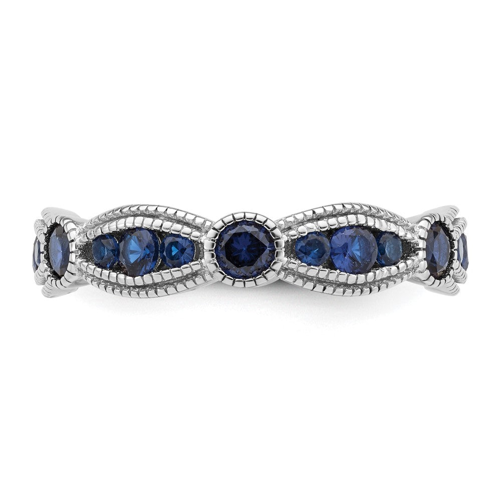 Sterlingsilber Rhodiniert Lab Cr Blau Spinell Memoire Ring (size 7 Nur)