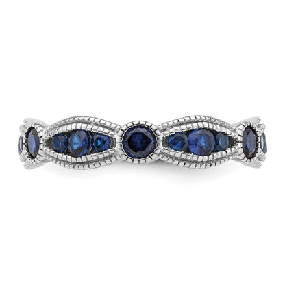 Sterlingsilber Rhodiniert Lab Cr Blau Spinell Memoire Ring (size 7 Nur)