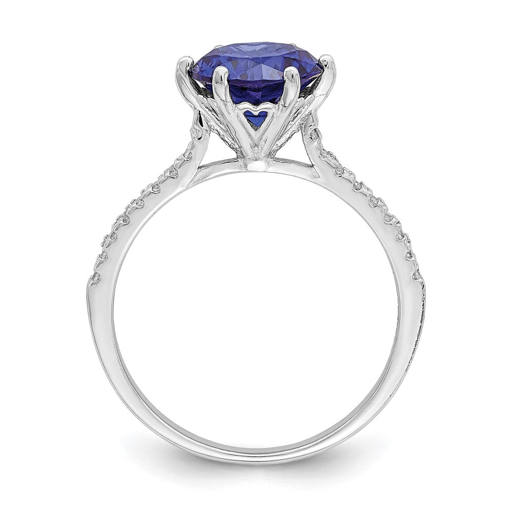 Sterlingsilber Rhodiniert Blau und Weiß Zirkonia Ring