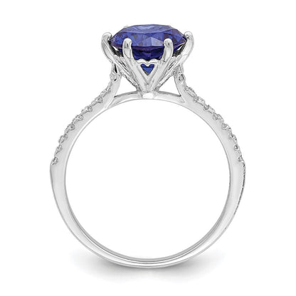 Sterlingsilber Rhodiniert Blau und Weiß Zirkonia Ring