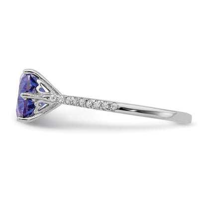 Sterlingsilber Rhodiniert Blau und Weiß Zirkonia Ring