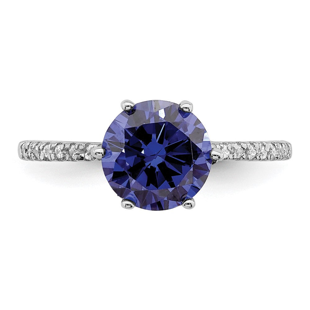 Sterlingsilber Rhodiniert Blau und Weiß Zirkonia Ring