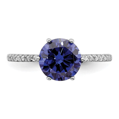 Sterlingsilber Rhodiniert Blau und Weiß Zirkonia Ring