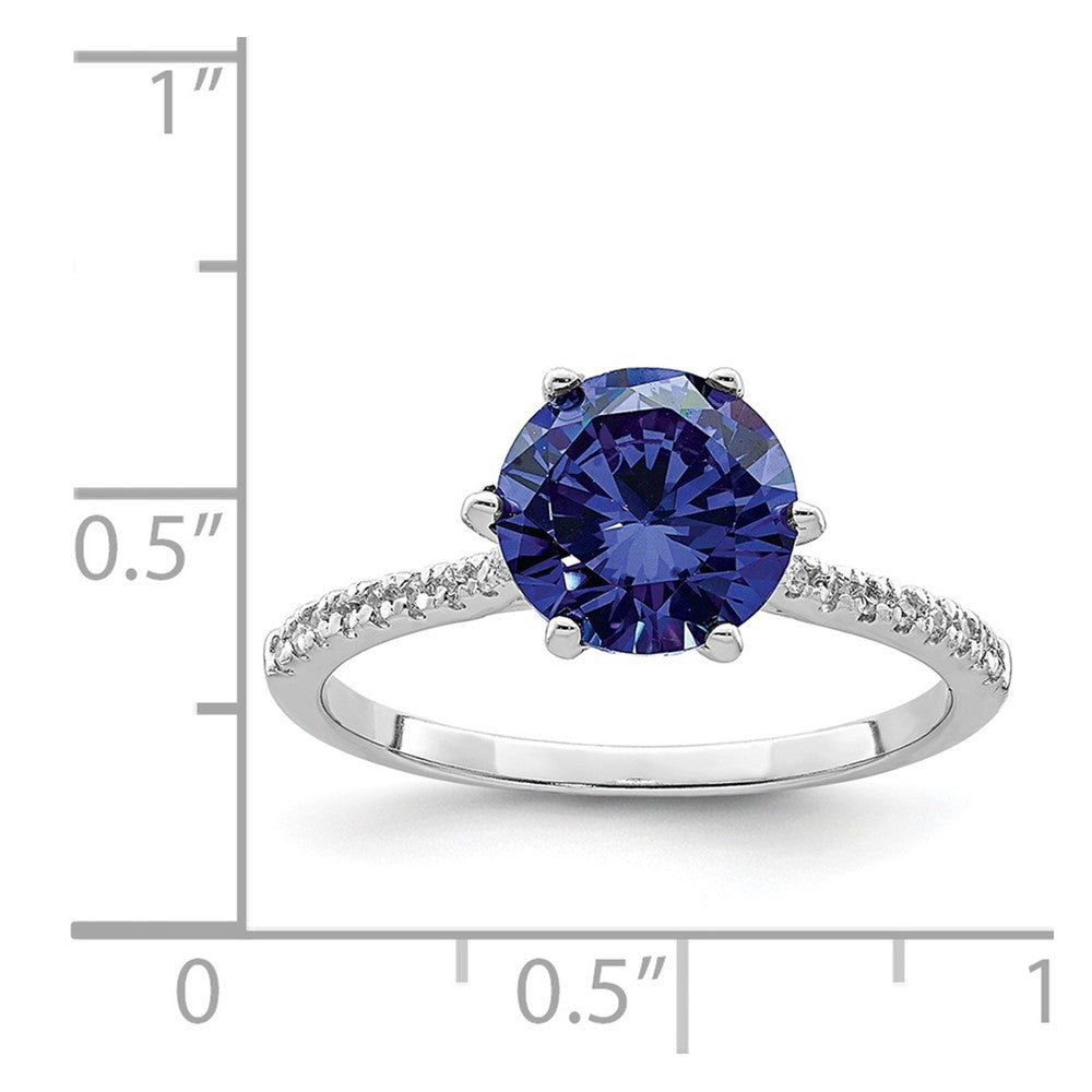 Sterlingsilber Rhodiniert Blau und Weiß Zirkonia Ring