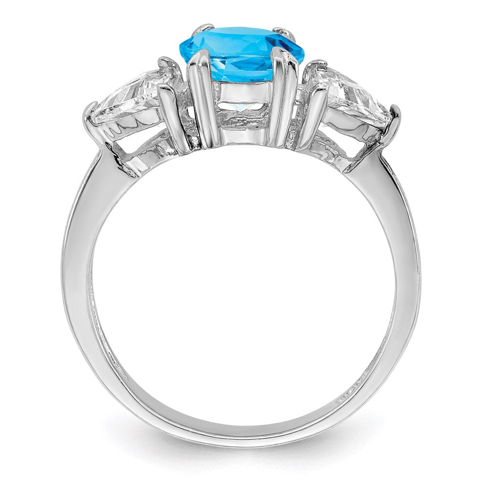 Sterlingsilber Rhodium Blautopas Ring