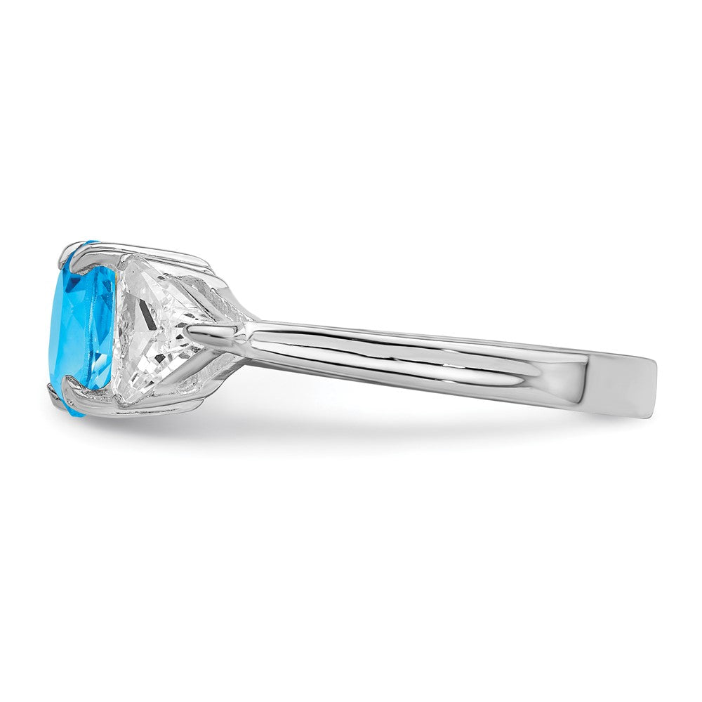 Sterlingsilber Rhodium Blautopas Ring