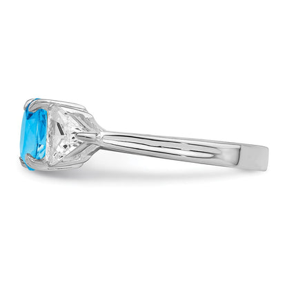Sterlingsilber Rhodium Blautopas Ring