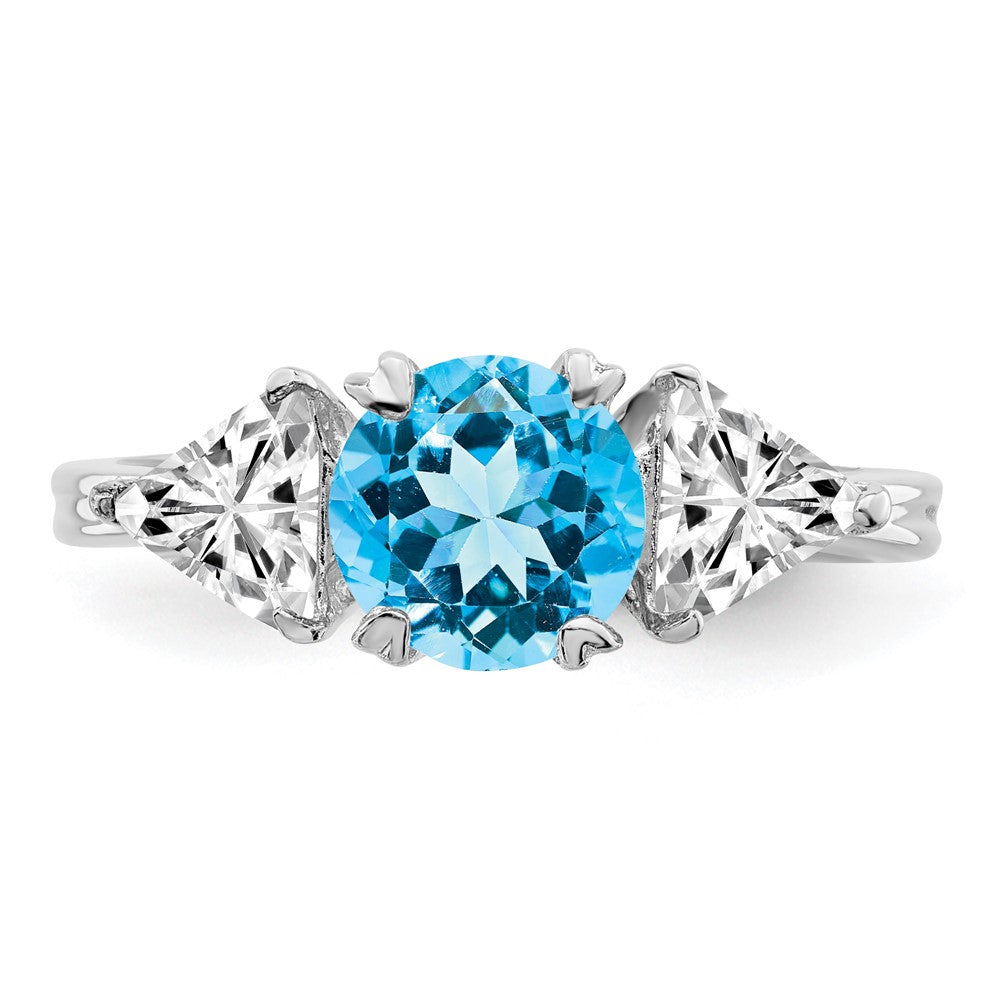Sterlingsilber Rhodium Blautopas Ring