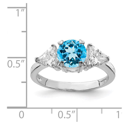Sterlingsilber Rhodium Blautopas Ring