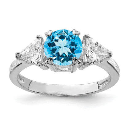 Sterlingsilber Rhodium Blautopas Ring