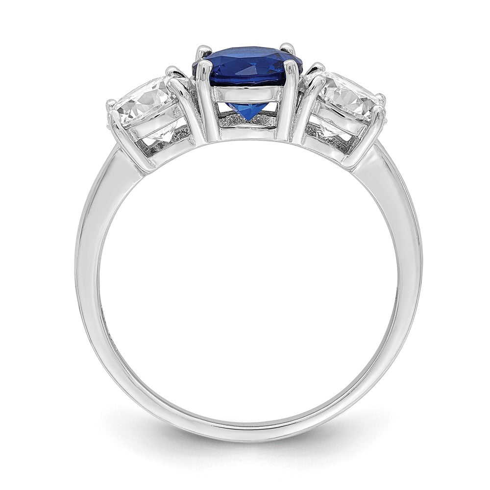 Sterlingsilber Rhodiniert Erzeugt Spinell & Zirkonia 3 Stein Ring