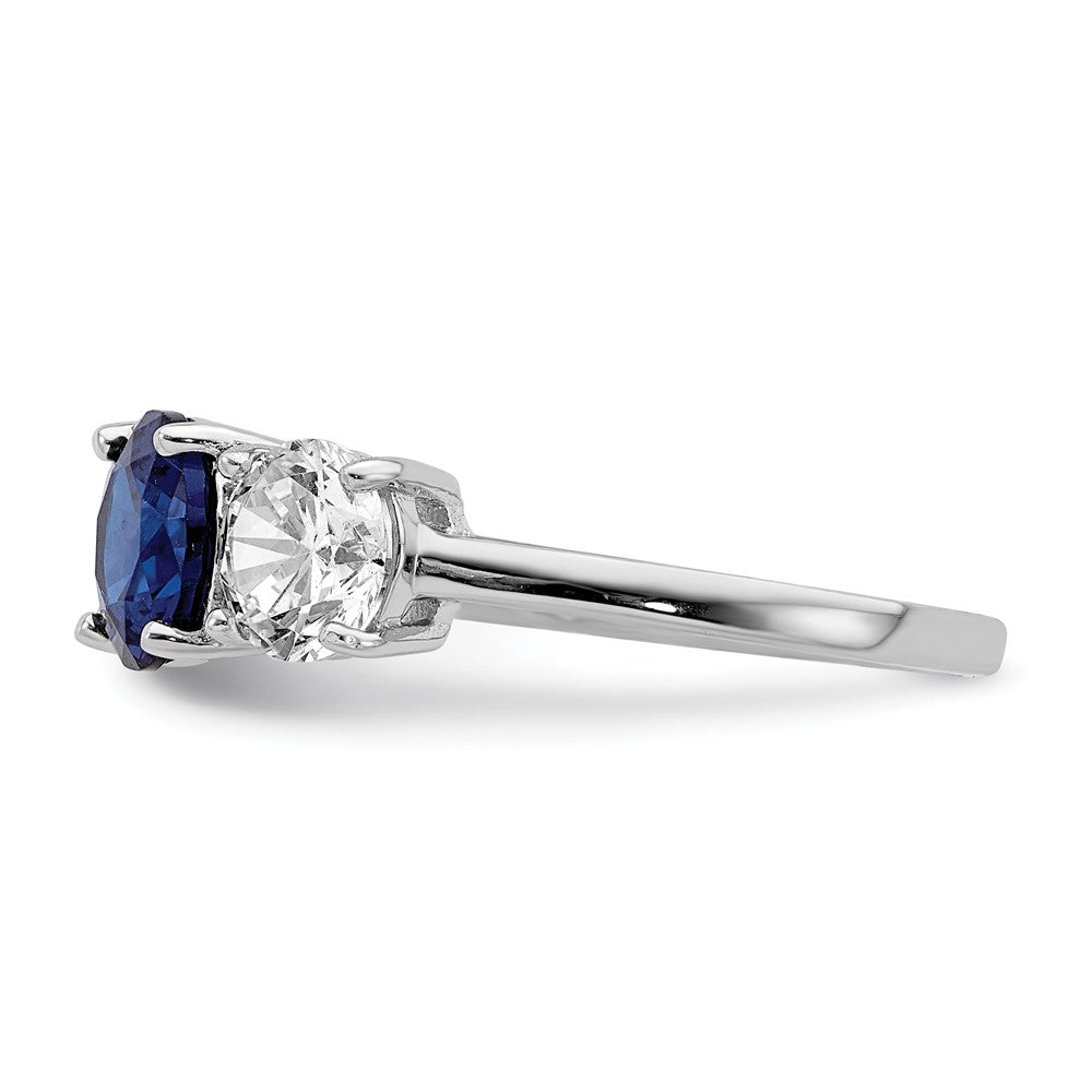 Sterlingsilber Rhodiniert Erzeugt Spinell & Zirkonia 3 Stein Ring