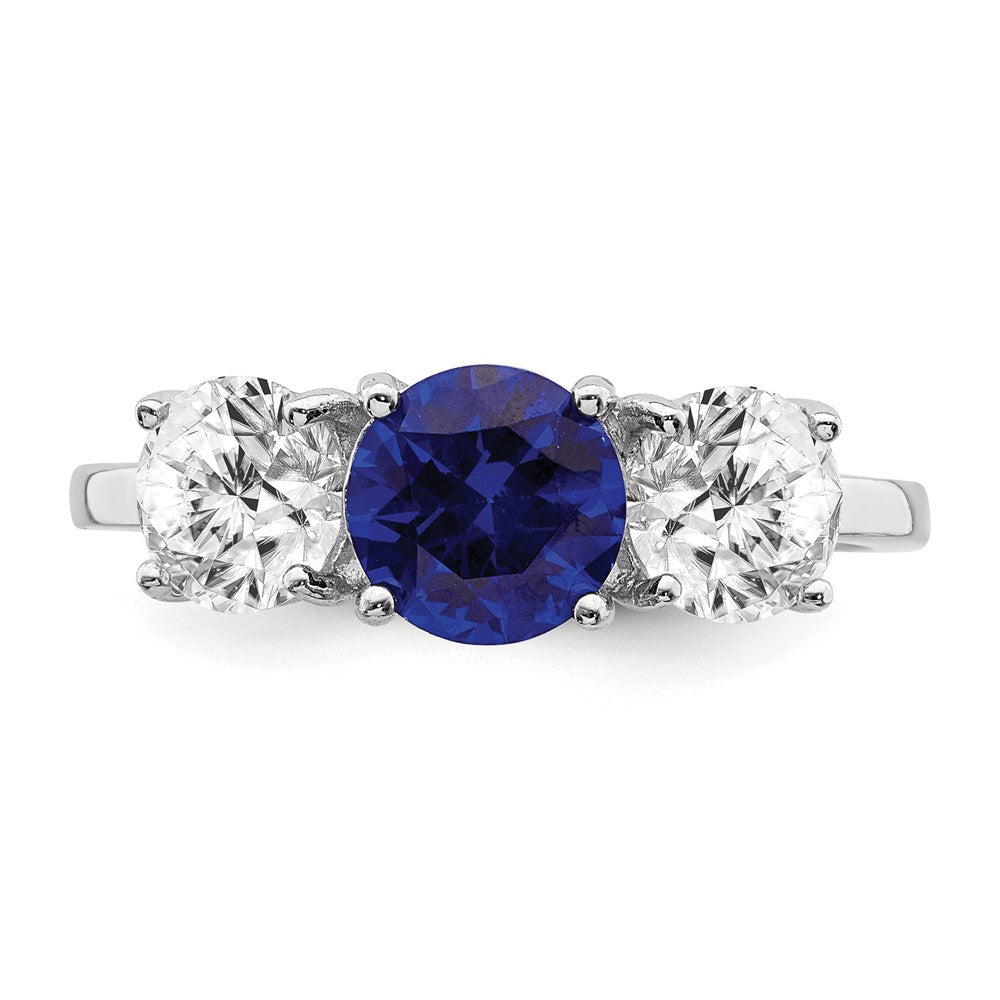 Sterlingsilber Rhodiniert Erzeugt Spinell & Zirkonia 3 Stein Ring