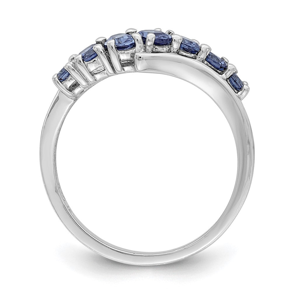 Sterlingsilber Rhodiniert 7 Stein Blau Zirkonia Ring (size 6 Nur)
