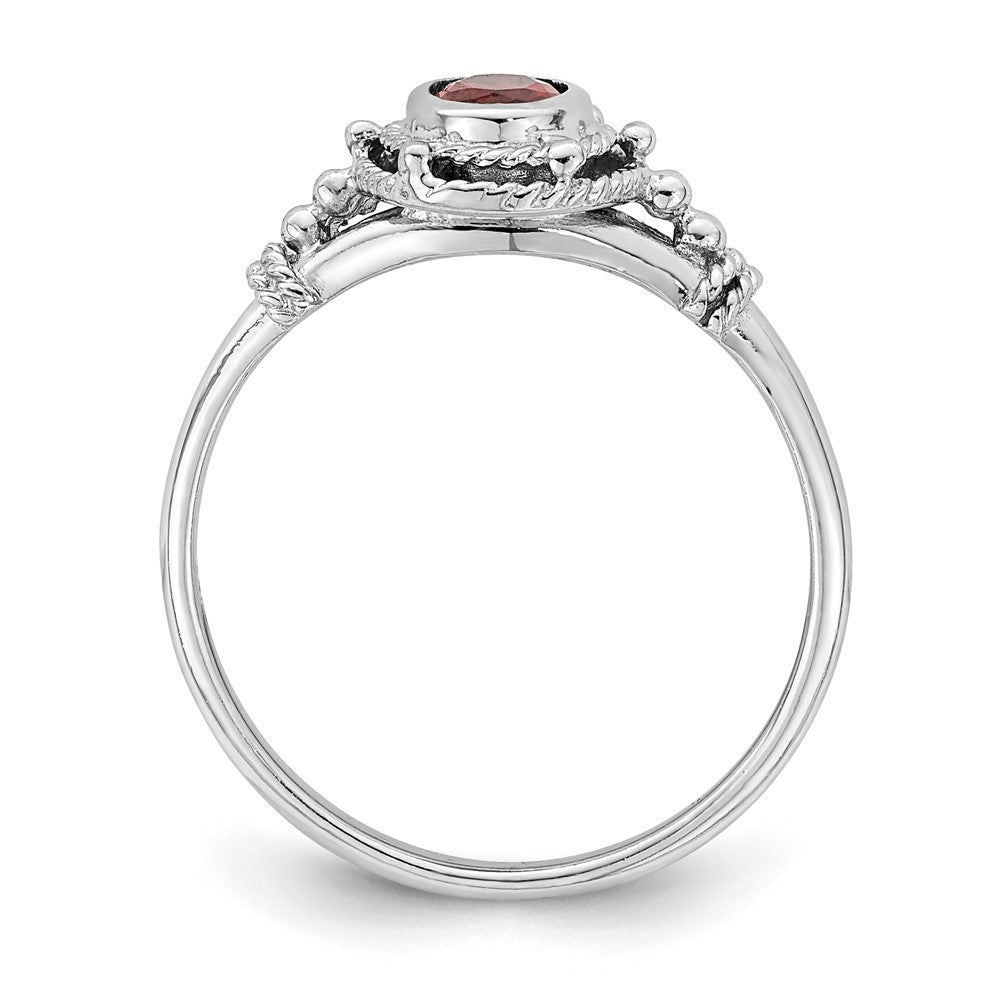 Sterlingsilber Rhodiniert mit Rot Oval Zirkonia Stein Ring (size 6 Nur)