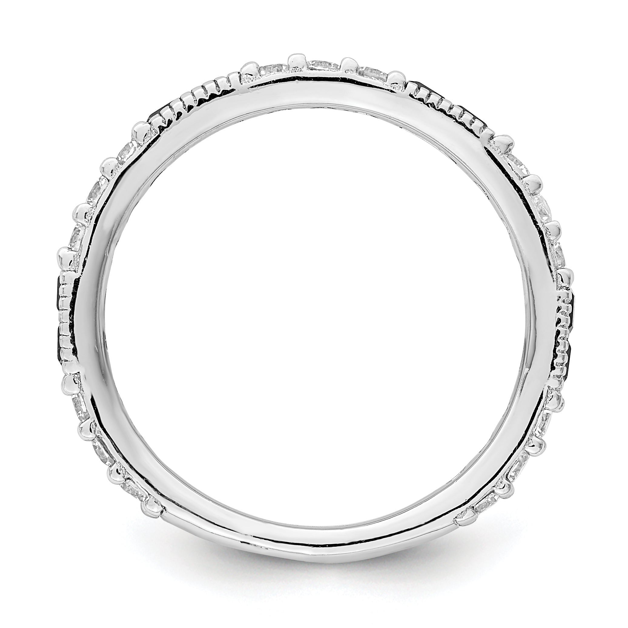 Sterlingsilber Rhodiniert Synthetisch Blau Spinell & Zirkonia Ring