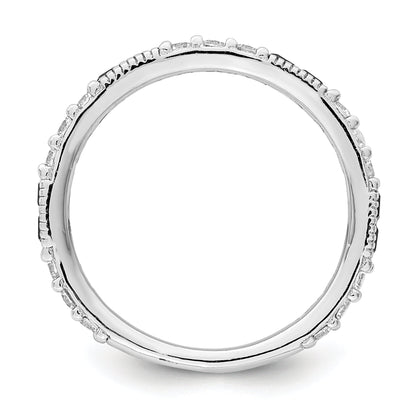 Sterlingsilber Rhodiniert Synthetisch Blau Spinell & Zirkonia Ring