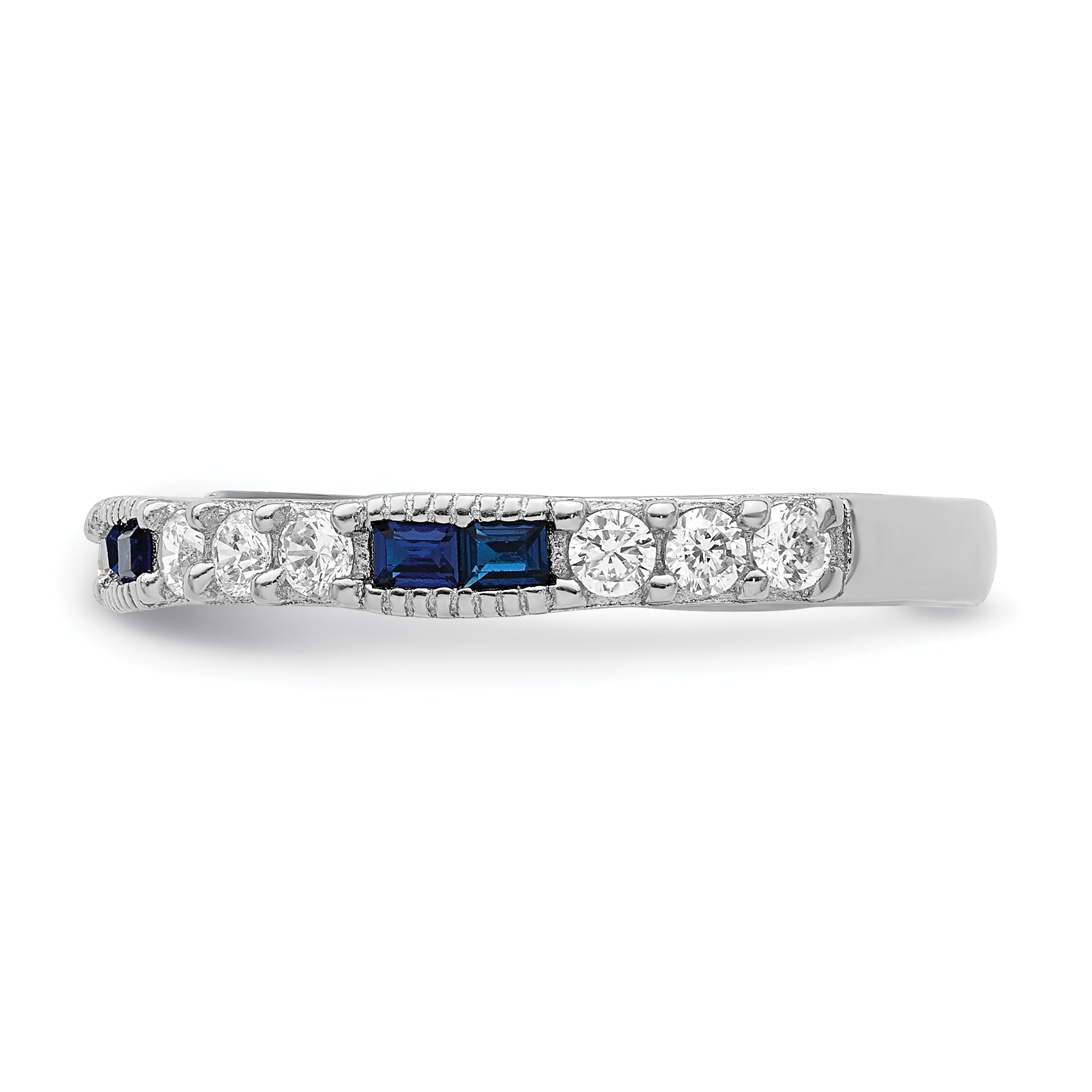 Sterlingsilber Rhodiniert Synthetisch Blau Spinell & Zirkonia Ring